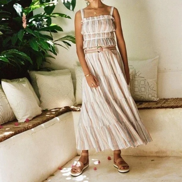 NEW Soludos Turin Maxi Skirt in Candy‎ Stripe Size Large - Picture 1 of 8